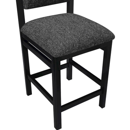 Roundhill Black Linen Textured Fabric Upholstered Counter Stool