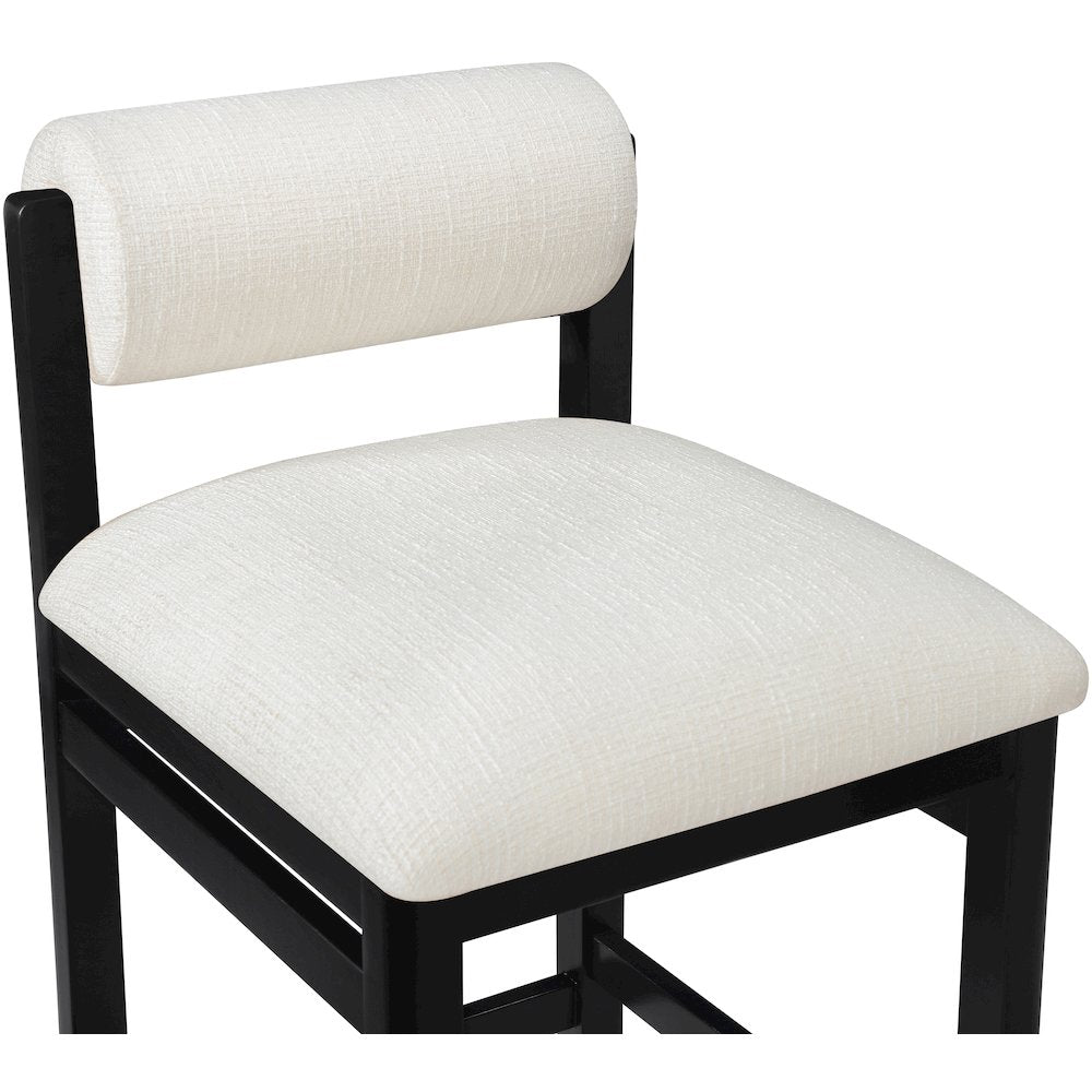 Roundhill Cream Linen Textured Fabric Upholstered Counter Stool