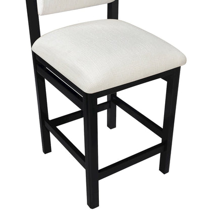 Roundhill Cream Linen Textured Fabric Upholstered Counter Stool