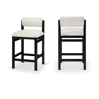 Roundhill Cream Linen Textured Fabric Upholstered Counter Stool