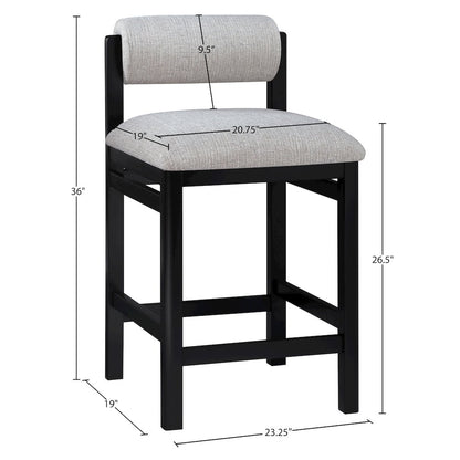 Roundhill Grey Linen Textured Fabric Upholstered Counter Stool