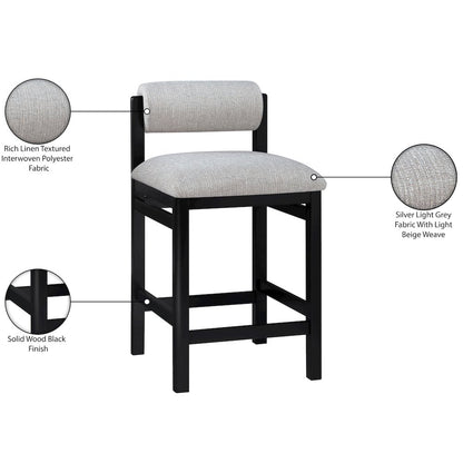 Roundhill Grey Linen Textured Fabric Upholstered Counter Stool