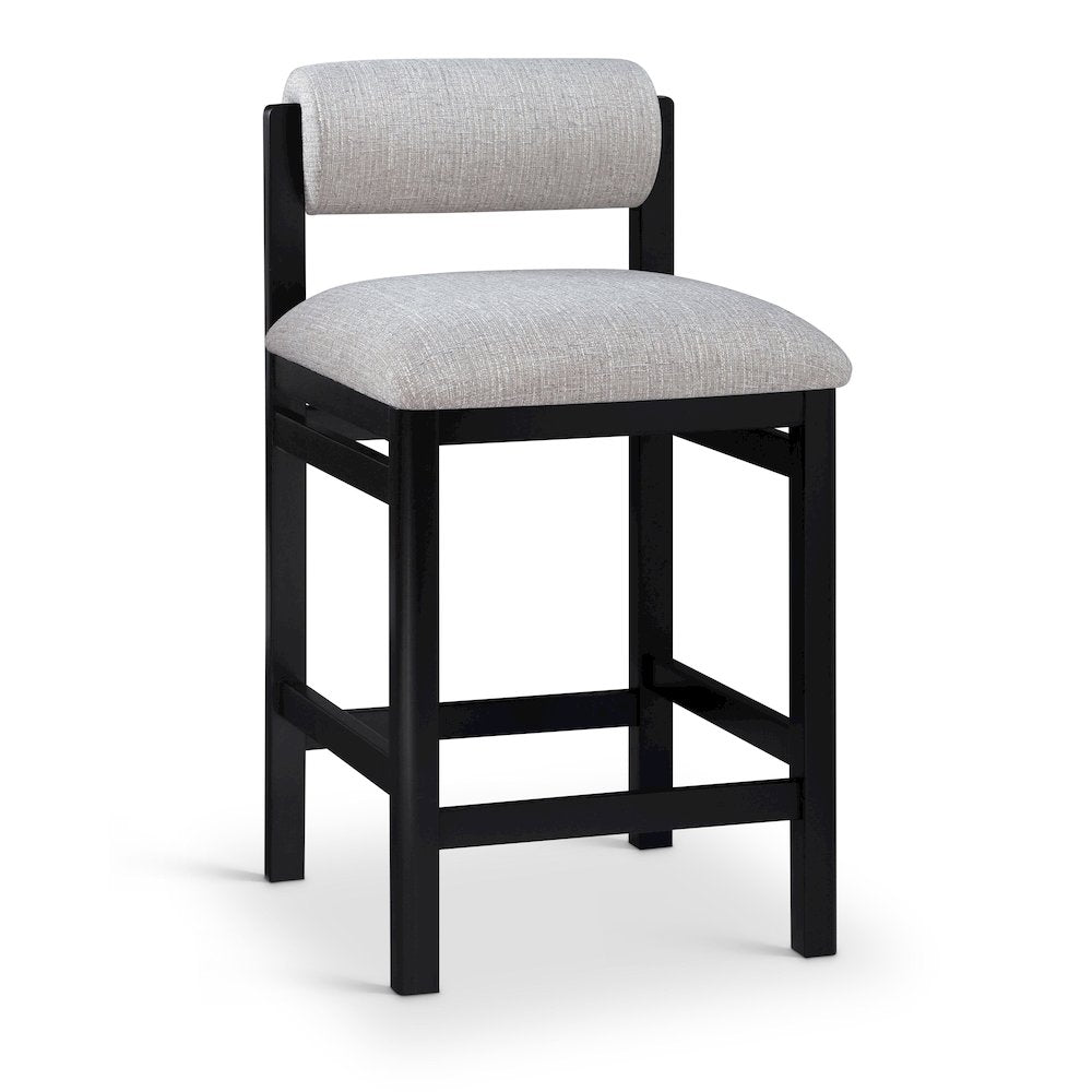 Roundhill Grey Linen Textured Fabric Upholstered Counter Stool
