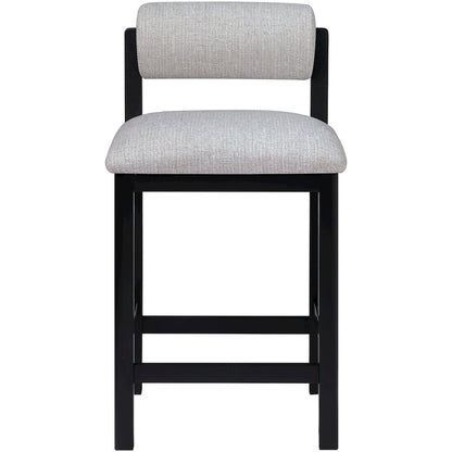 Roundhill Grey Linen Textured Fabric Upholstered Counter Stool