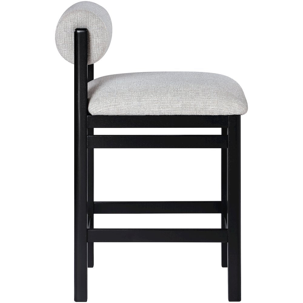 Roundhill Grey Linen Textured Fabric Upholstered Counter Stool