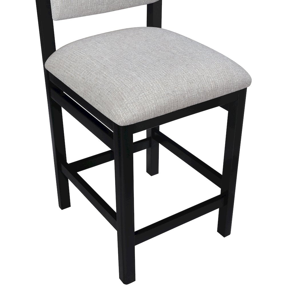 Roundhill Grey Linen Textured Fabric Upholstered Counter Stool
