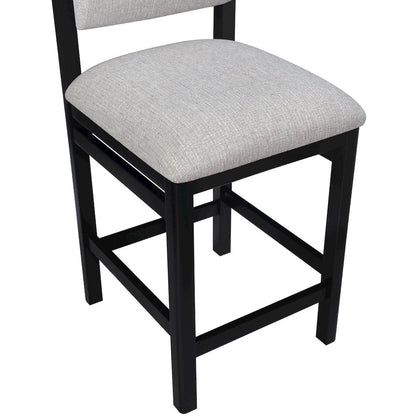 Roundhill Grey Linen Textured Fabric Upholstered Counter Stool