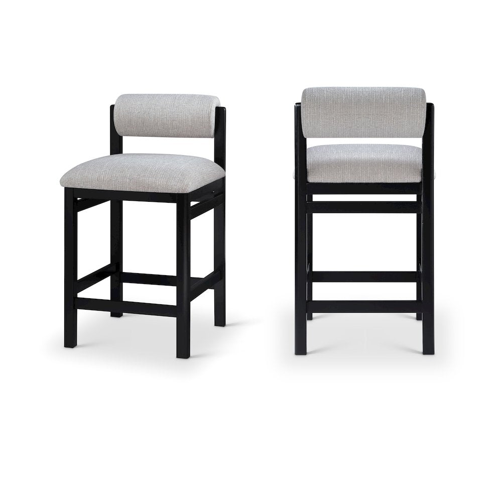 Roundhill Grey Linen Textured Fabric Upholstered Counter Stool