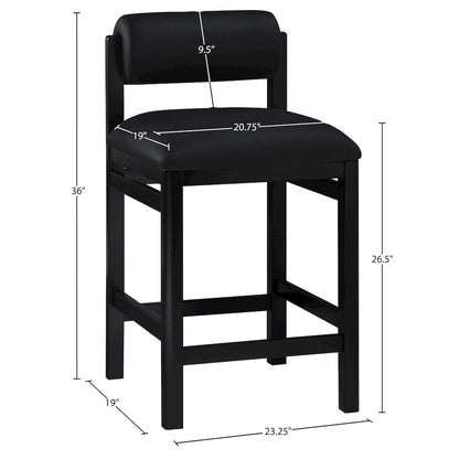 Roundhill Black Vegan Leather Upholstered Counter Stool