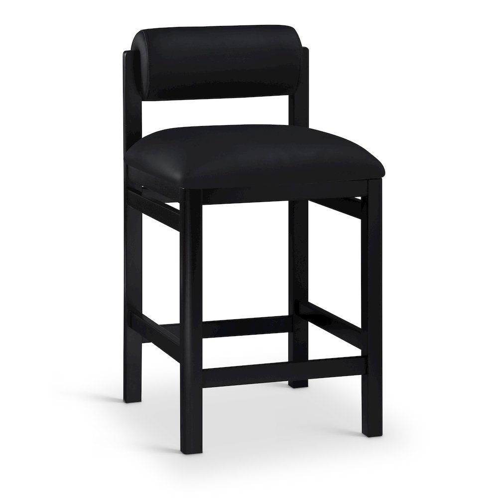 Roundhill Black Vegan Leather Upholstered Counter Stool