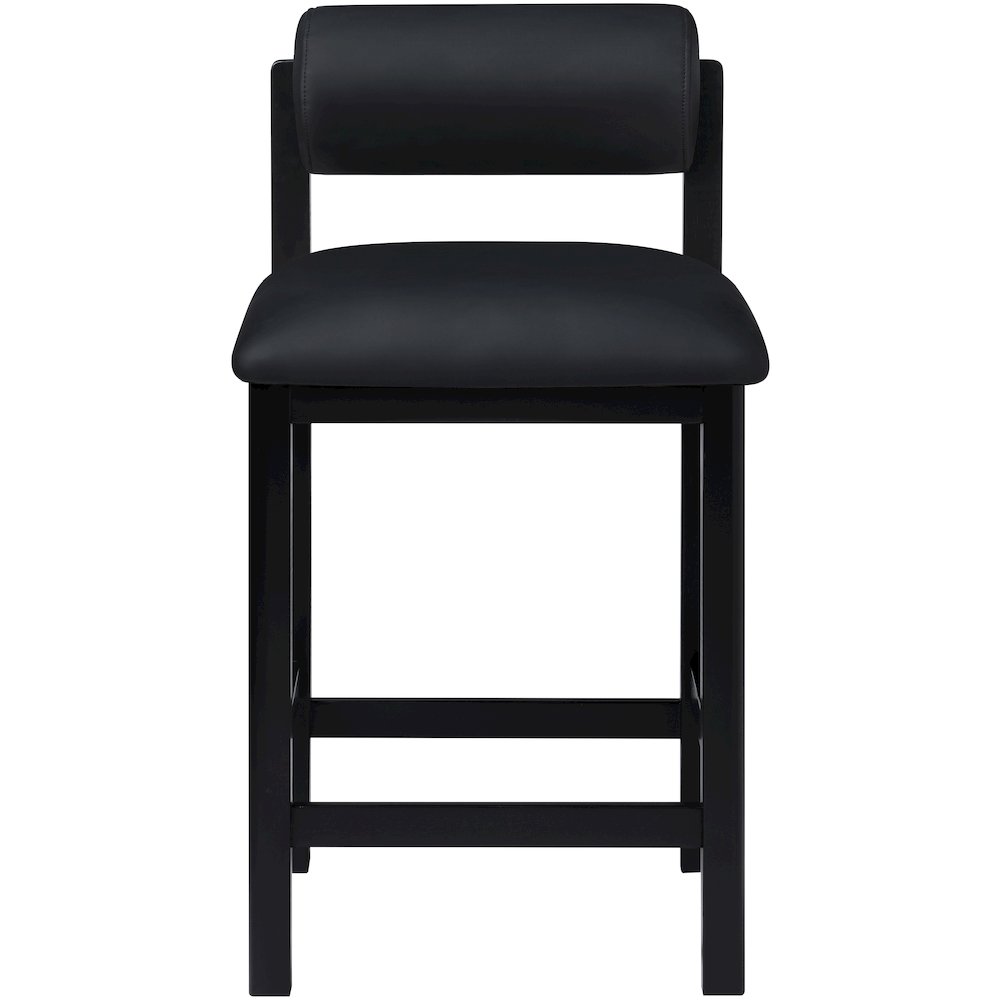 Roundhill Black Vegan Leather Upholstered Counter Stool