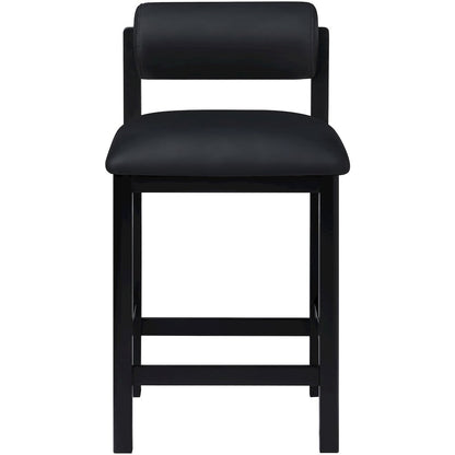 Roundhill Black Vegan Leather Upholstered Counter Stool