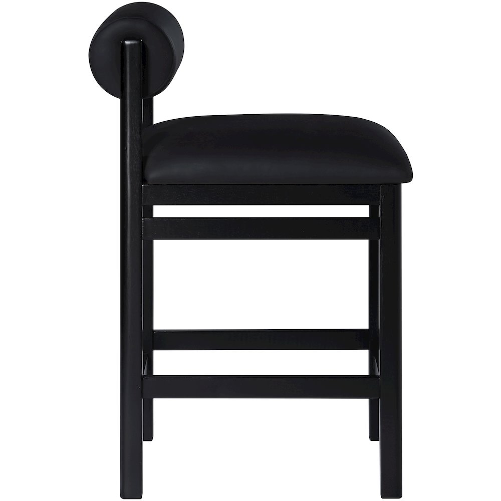 Roundhill Black Vegan Leather Upholstered Counter Stool