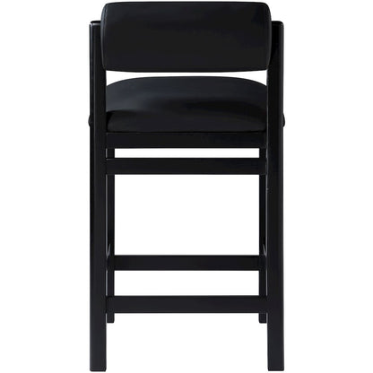 Roundhill Black Vegan Leather Upholstered Counter Stool