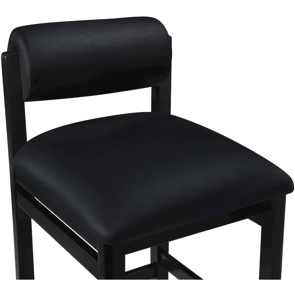 Roundhill Black Vegan Leather Upholstered Counter Stool