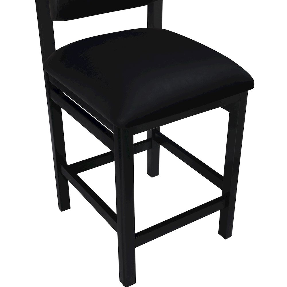 Roundhill Black Vegan Leather Upholstered Counter Stool