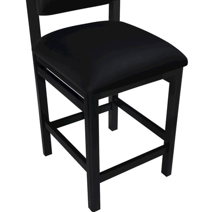 Roundhill Black Vegan Leather Upholstered Counter Stool