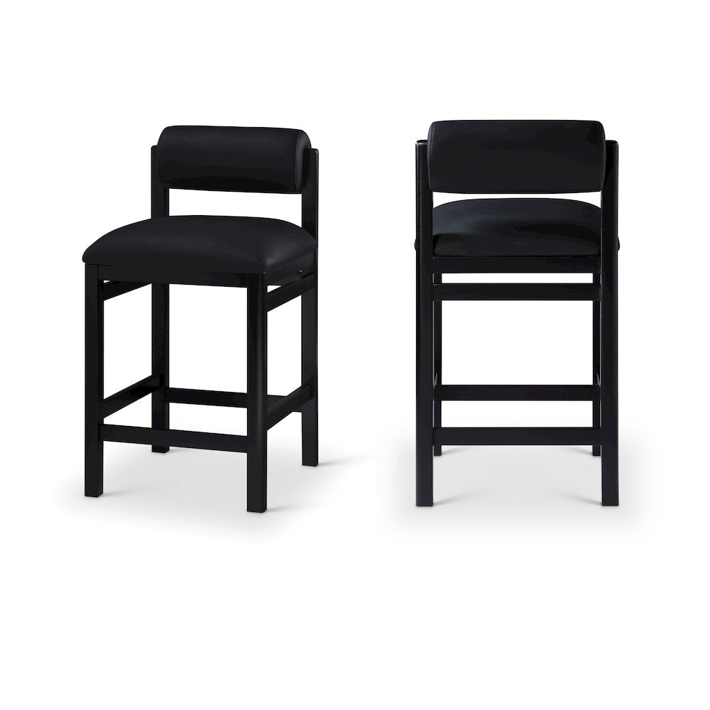Roundhill Black Vegan Leather Upholstered Counter Stool
