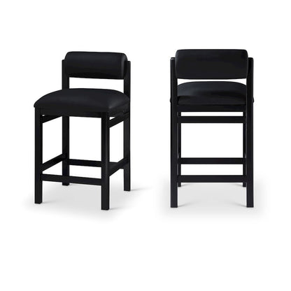 Roundhill Black Vegan Leather Upholstered Counter Stool