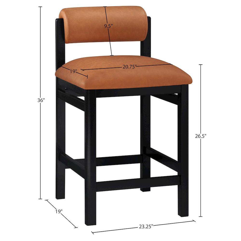 Roundhill Cognac Vegan Leather Upholstered Counter Stool
