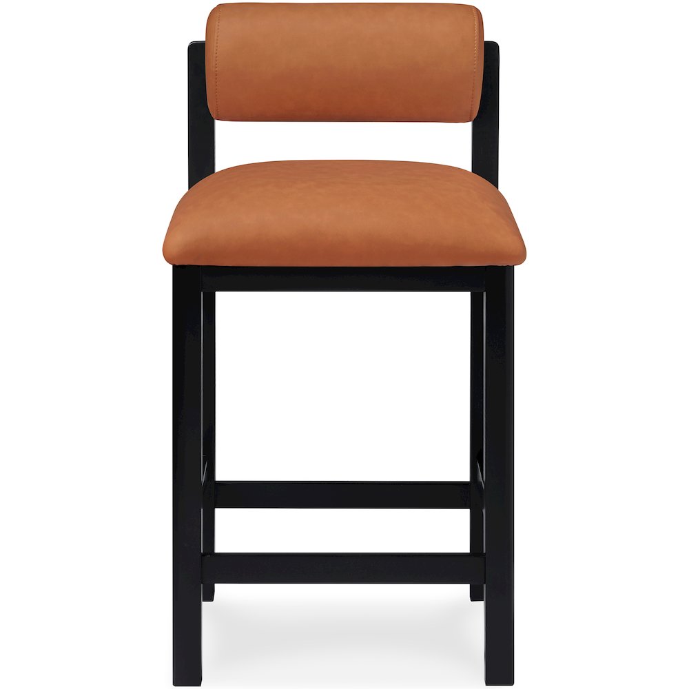 Roundhill Cognac Vegan Leather Upholstered Counter Stool