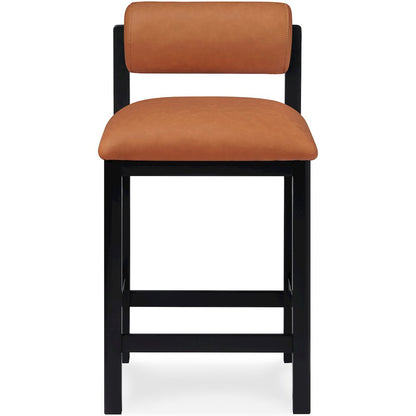 Roundhill Cognac Vegan Leather Upholstered Counter Stool