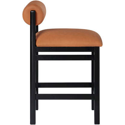 Roundhill Cognac Vegan Leather Upholstered Counter Stool