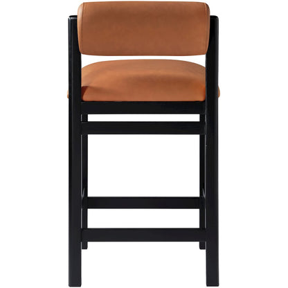 Roundhill Cognac Vegan Leather Upholstered Counter Stool