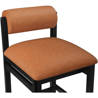 Roundhill Cognac Vegan Leather Upholstered Counter Stool