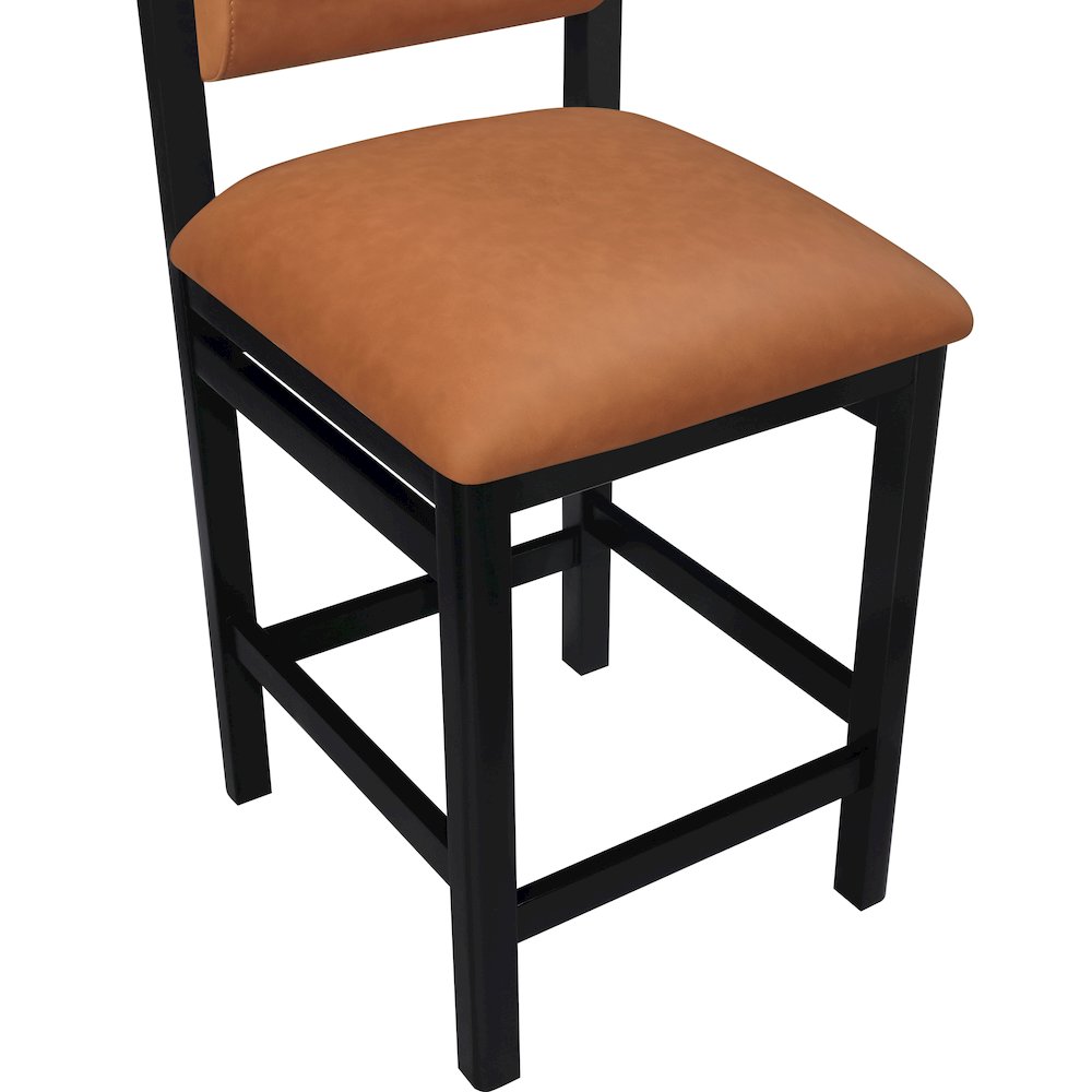 Roundhill Cognac Vegan Leather Upholstered Counter Stool
