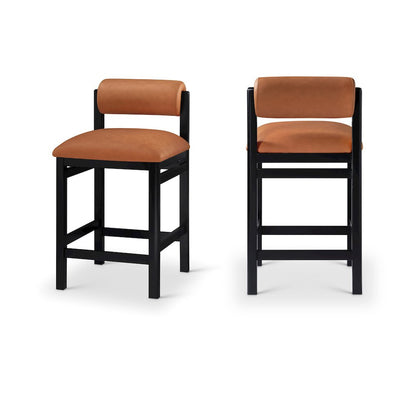 Roundhill Cognac Vegan Leather Upholstered Counter Stool