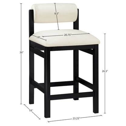 Roundhill Cream Vegan Leather Upholstered Counter Stool
