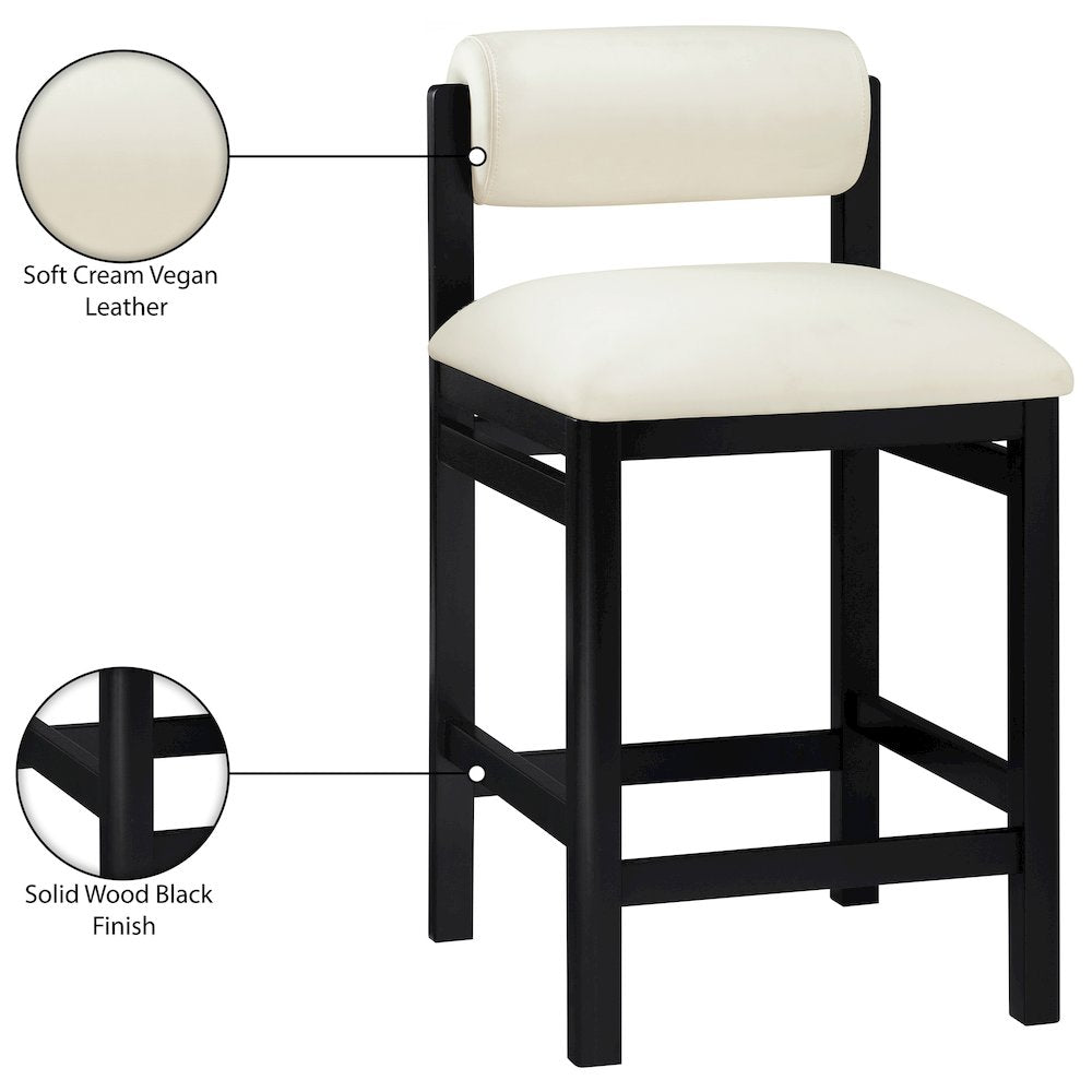 Roundhill Cream Vegan Leather Upholstered Counter Stool
