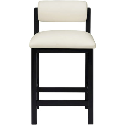 Roundhill Cream Vegan Leather Upholstered Counter Stool