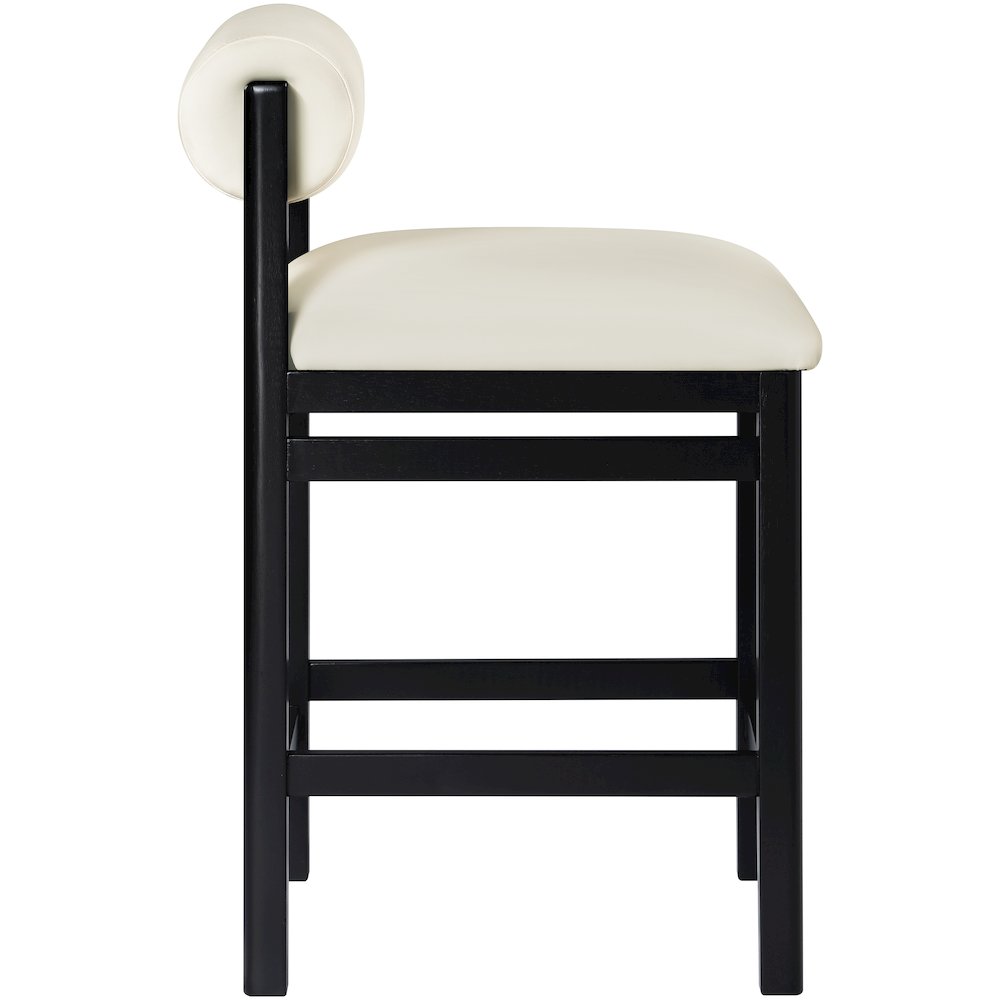 Roundhill Cream Vegan Leather Upholstered Counter Stool