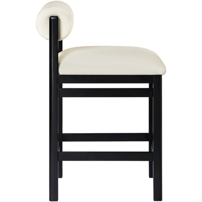 Roundhill Cream Vegan Leather Upholstered Counter Stool