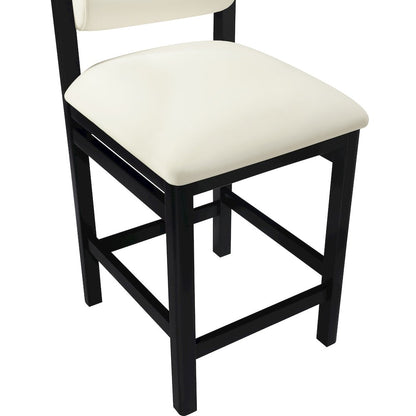 Roundhill Cream Vegan Leather Upholstered Counter Stool