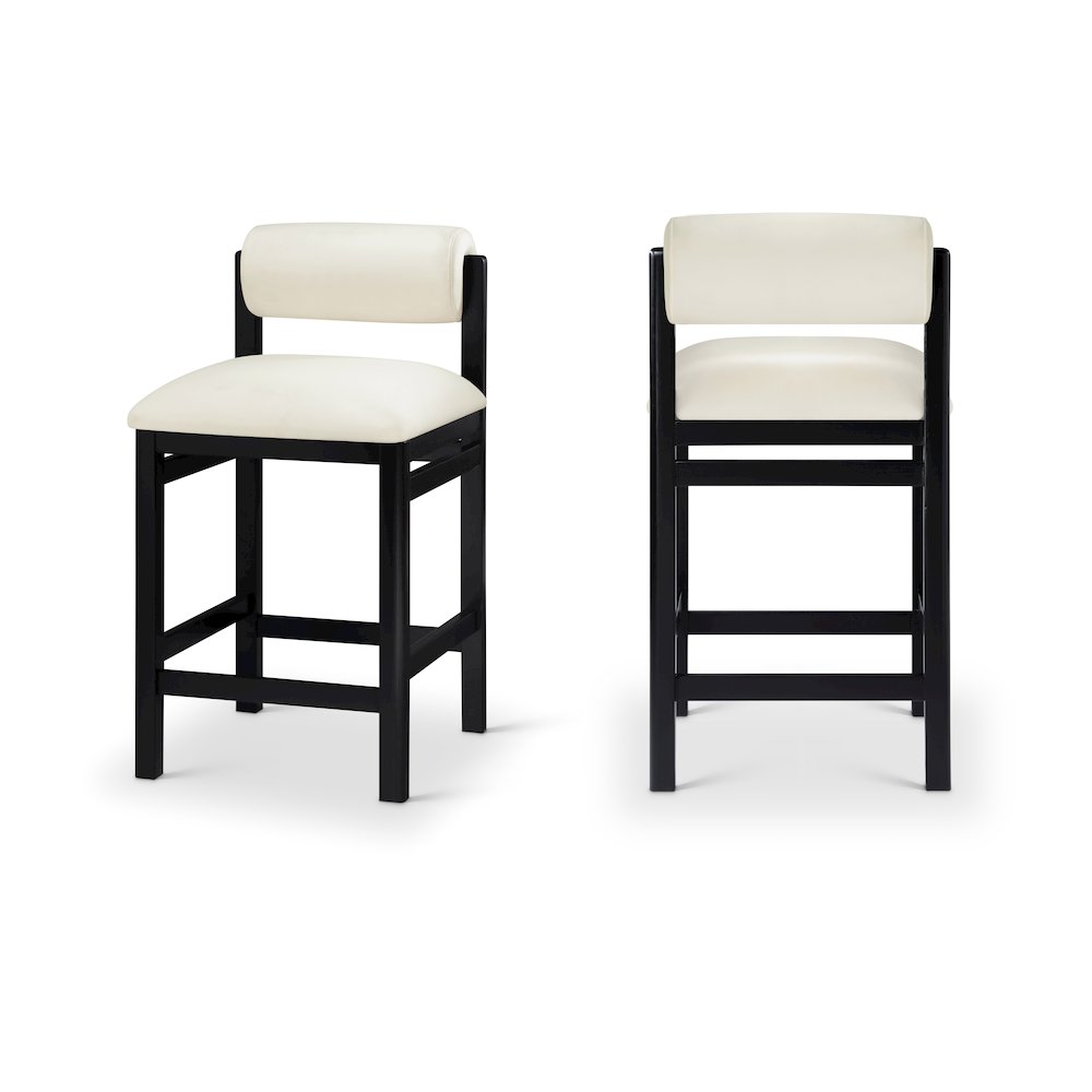 Roundhill Cream Vegan Leather Upholstered Counter Stool