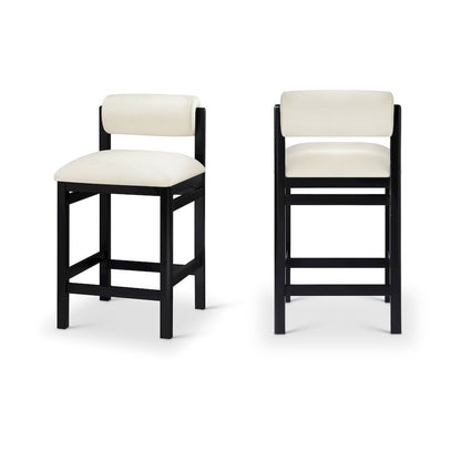 Roundhill Cream Vegan Leather Upholstered Counter Stool