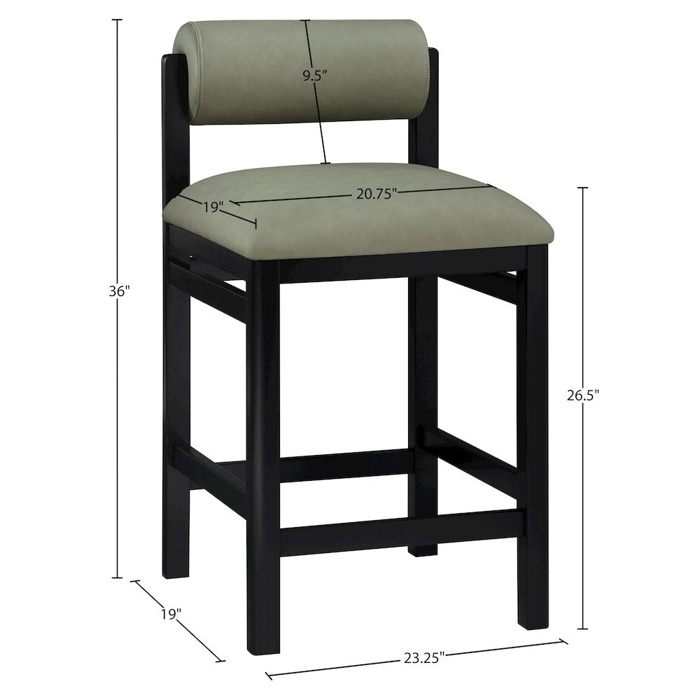 Roundhill Green Vegan Leather Upholstered Counter Stool