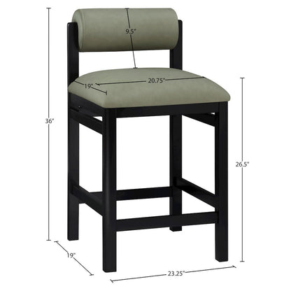Roundhill Green Vegan Leather Upholstered Counter Stool