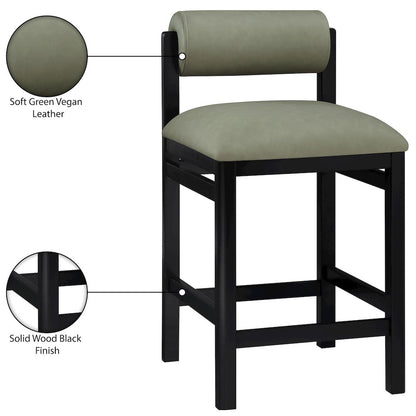 Roundhill Green Vegan Leather Upholstered Counter Stool