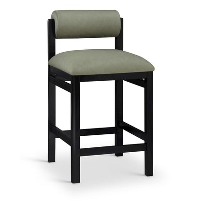 Roundhill Green Vegan Leather Upholstered Counter Stool