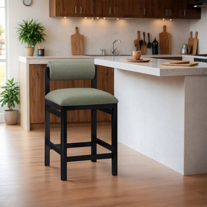 Roundhill Green Vegan Leather Upholstered Counter Stool
