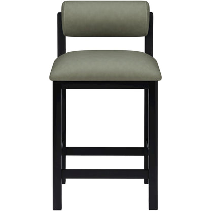 Roundhill Green Vegan Leather Upholstered Counter Stool