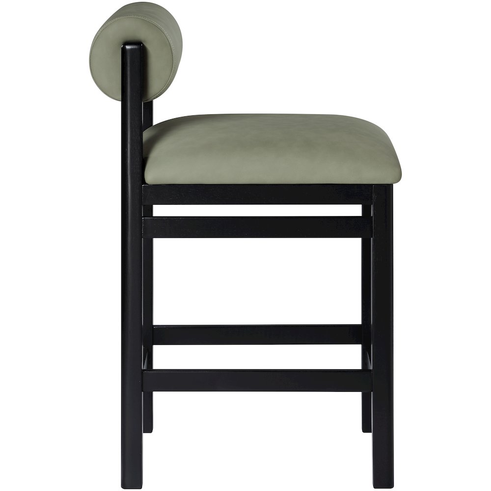Roundhill Green Vegan Leather Upholstered Counter Stool