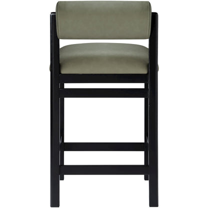 Roundhill Green Vegan Leather Upholstered Counter Stool