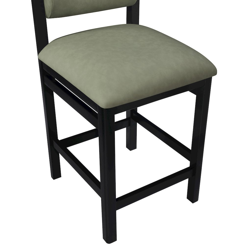 Roundhill Green Vegan Leather Upholstered Counter Stool