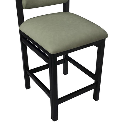 Roundhill Green Vegan Leather Upholstered Counter Stool