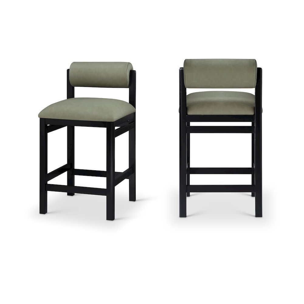 Roundhill Green Vegan Leather Upholstered Counter Stool
